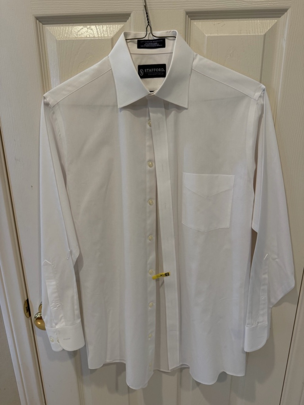 Stafford White Men's Long-Sleeve Dress Shirt